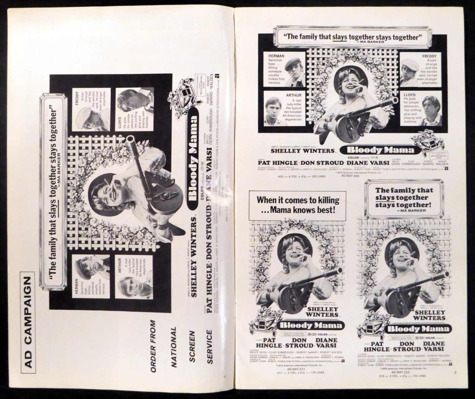 BLOODY MAMA 1970 Shelley Winters, Pat Hingle, Robert De Niro US CAMPAIGN BOOK, image 4