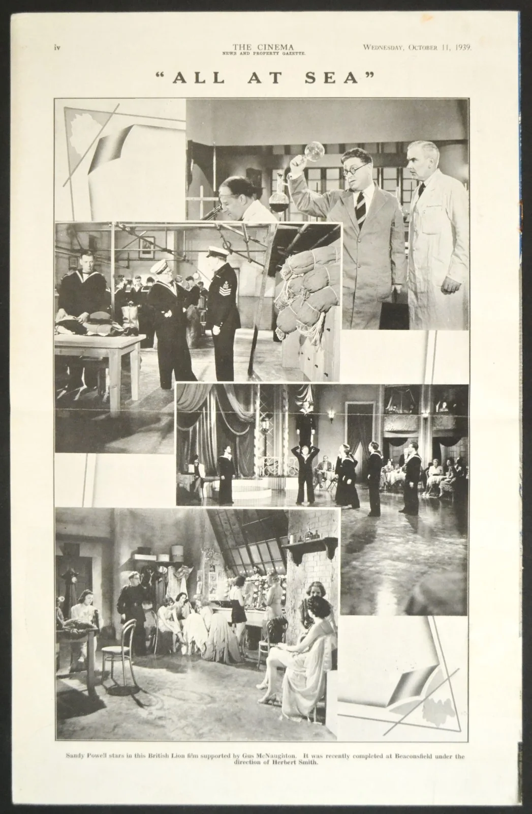 ALL AT SEA 1939 Sandy Powell, Kay Walsh, John Warwick TRADE ADVERT, image 2