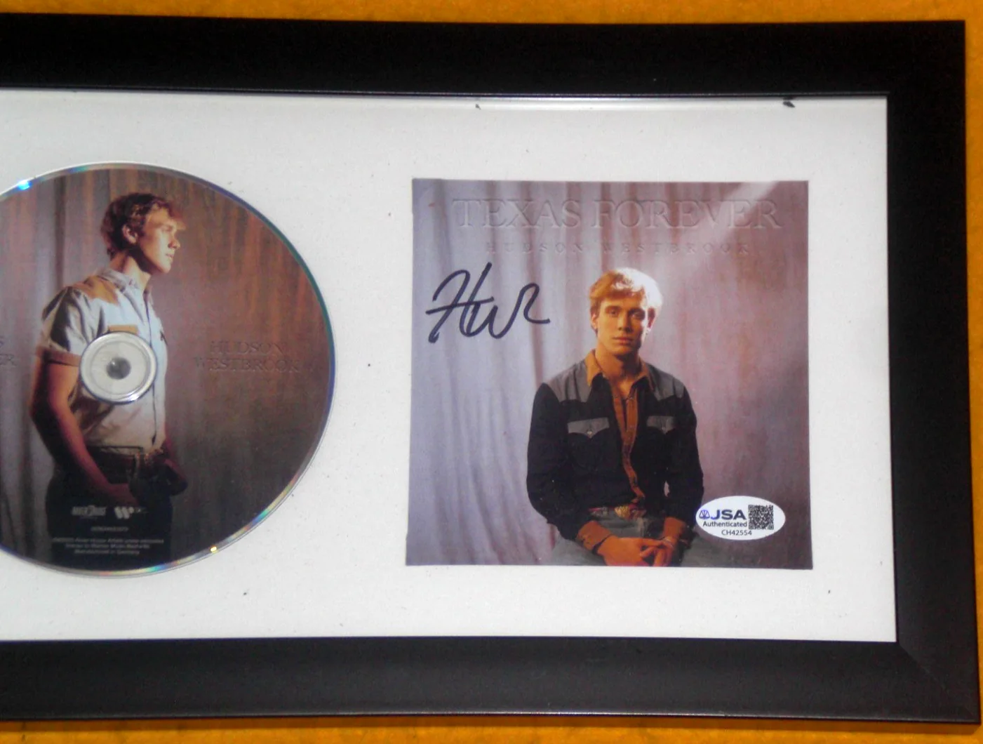 HUDSON WESTBROOK SIGNED FRAMED 'TEXAS FOREVER' CD COVER w/ CD - J.S.A. Cert., image 2