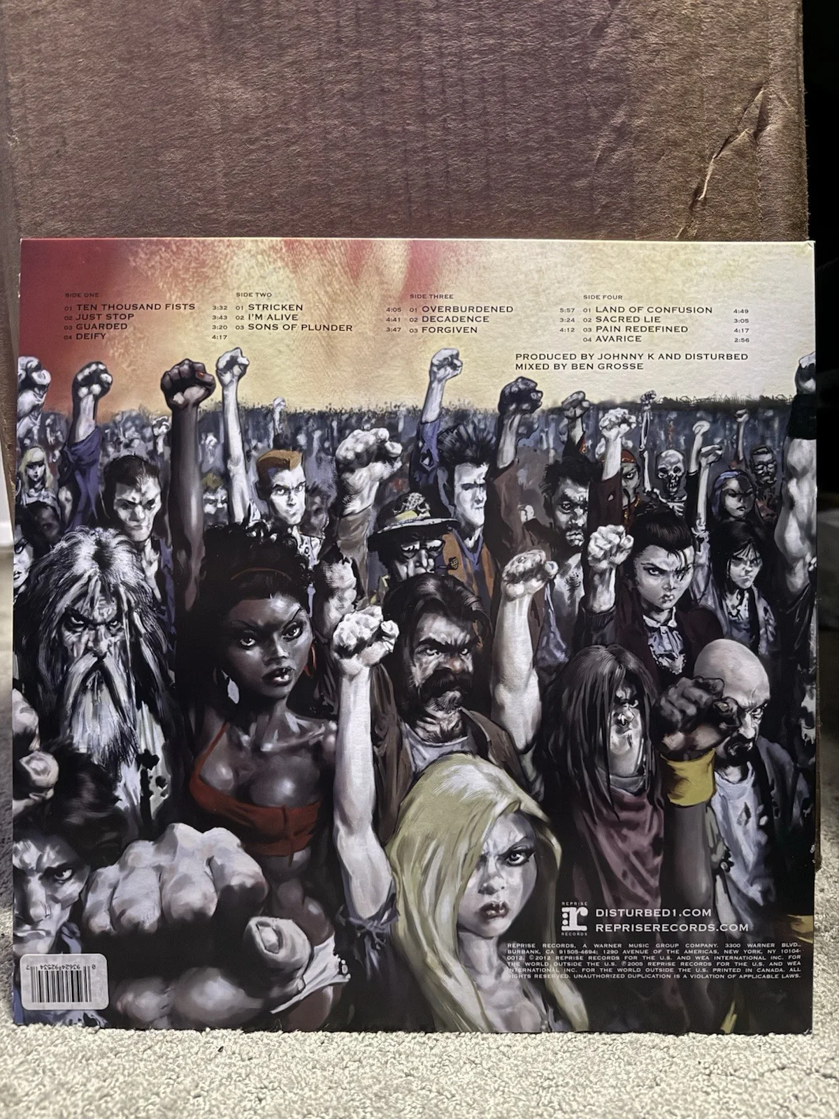Disturbed Ten Thousand Fists Vinyl Album SIGNED BY BAND Rock On The Range 2016, изображение 2