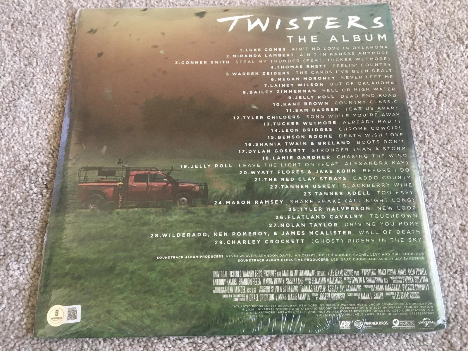 Luke Combs Twisters Album Signed Vinyl Record BECKETT BAS COA NICE AUTOGRAPH, image 3