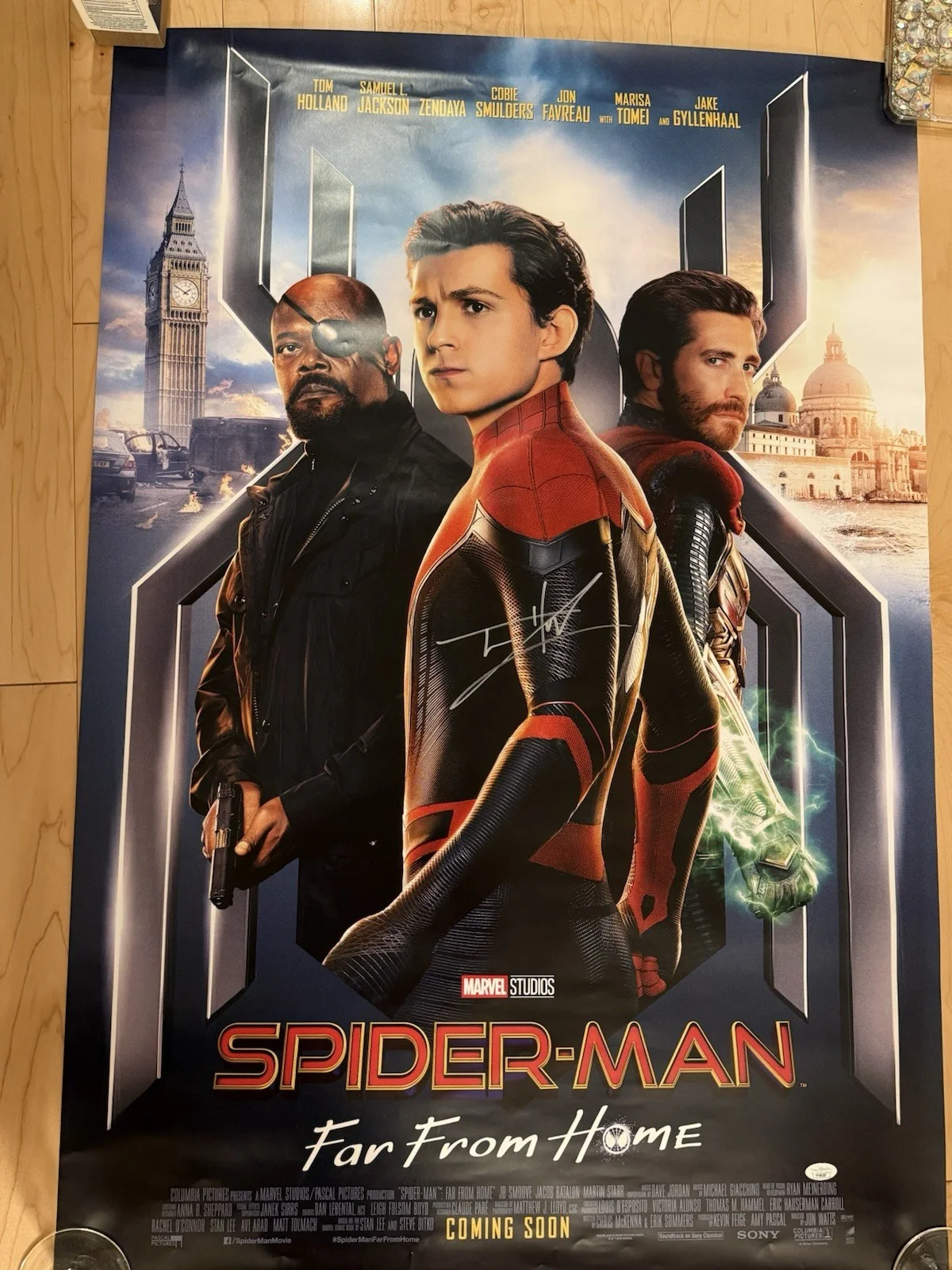Tom Holland Autographed Spider-Man Far From Home 24x36 Movie Poster Signed JSA, image 2