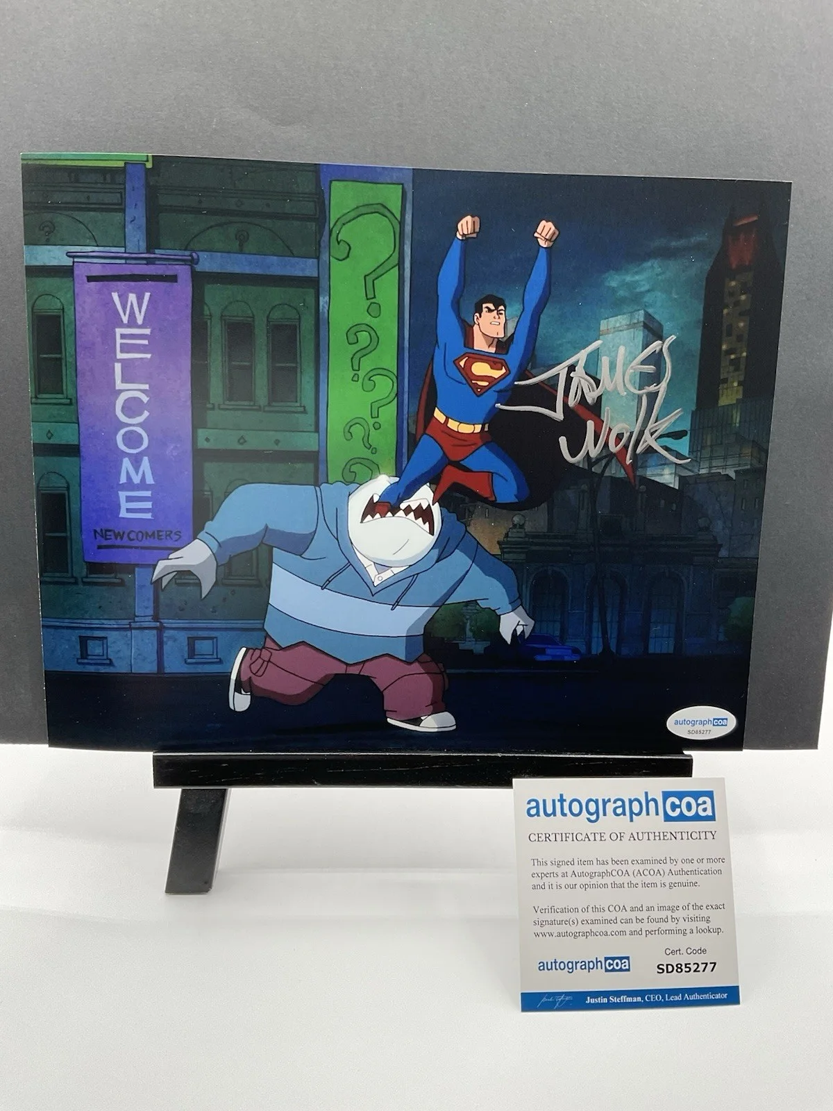 James Wolk — James Wolk signed photo animated Superman signed photo Harley Quinn 8x10 ACOA