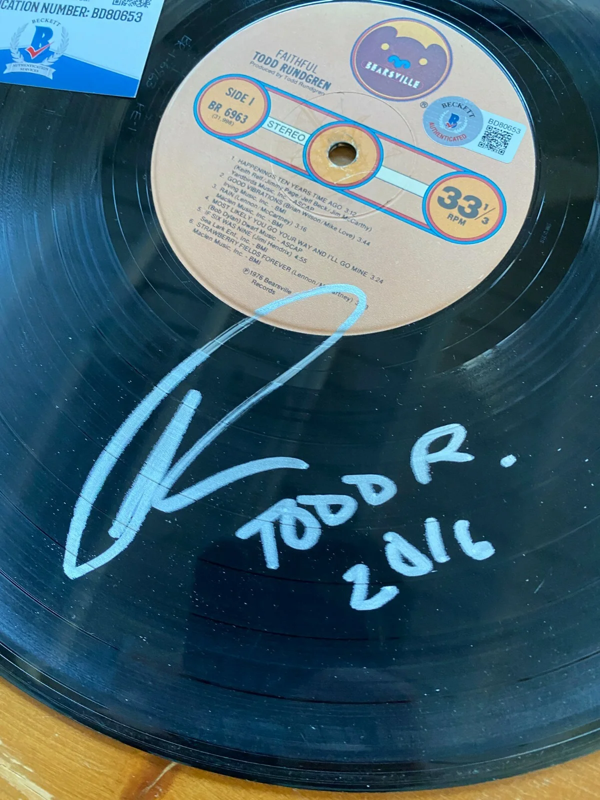 TODD RUNDGREN SIGNED HEALING RECORD LP ALBUM AUTOGRAPH BAS COA PROOF A RINGO, image 2