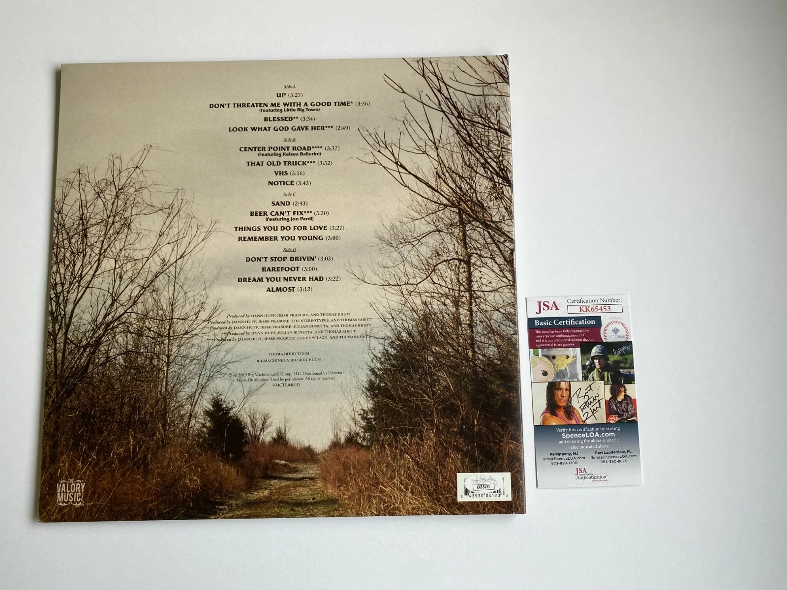 THOMAS RHETT SIGNED CENTER POINT ROAD VINYL ALBUM LP AUTOGRAPH JSA COA, изображение 3