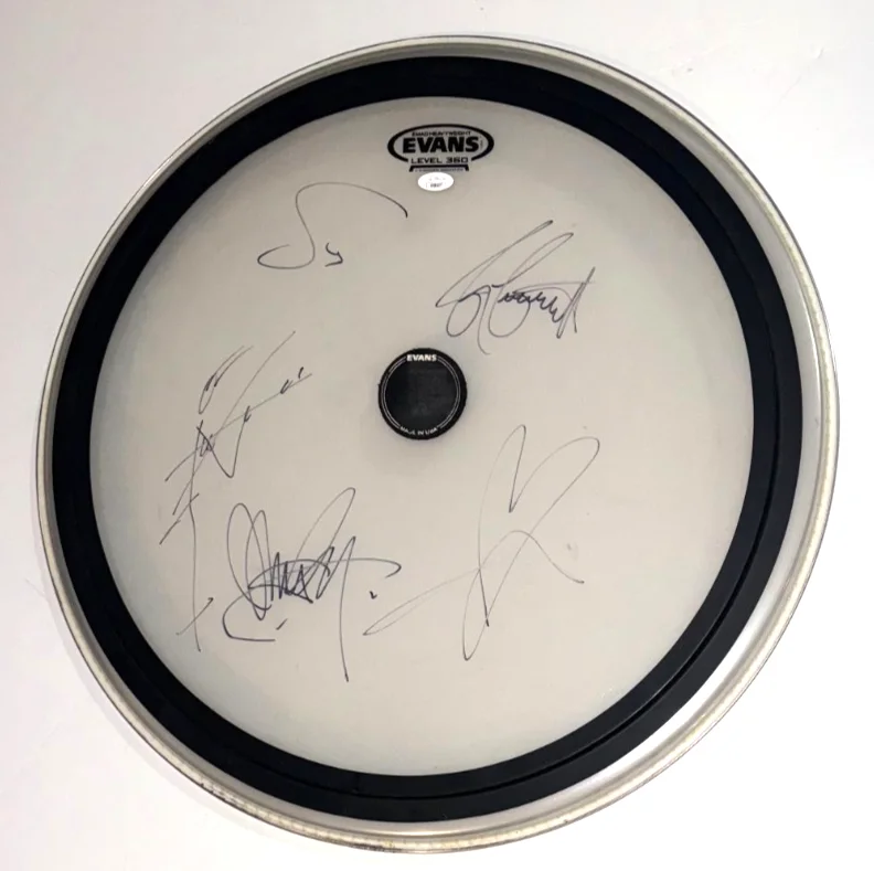 Blue October band REAL fully hand SIGNED 22" Bass Drumhead JSA COA Furstenfeld, изображение 2