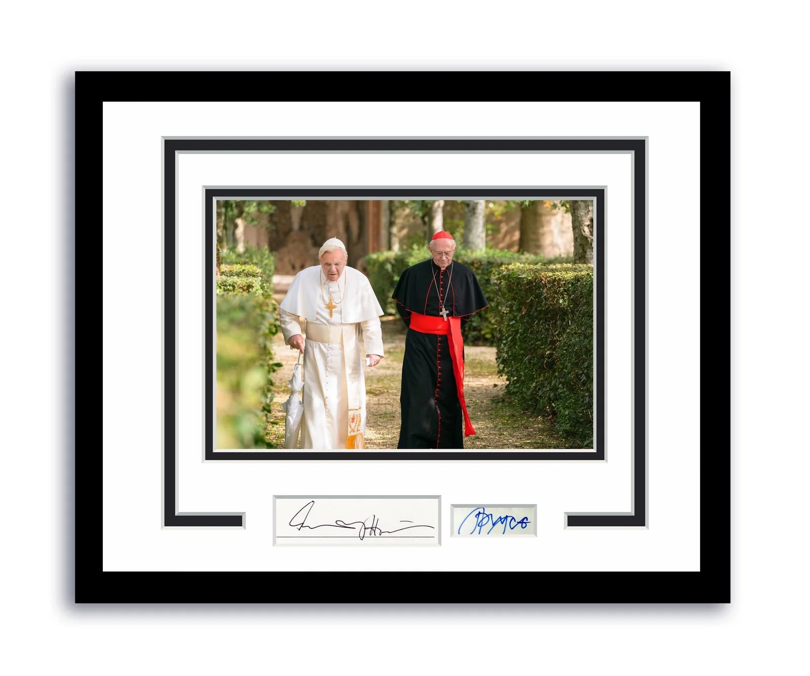 Anthony Hopkins, Jonathan Pryce — Two Popes Anthony Hopkins Jonathan Pryce Autographed 11x14 Framed Photo ACOA