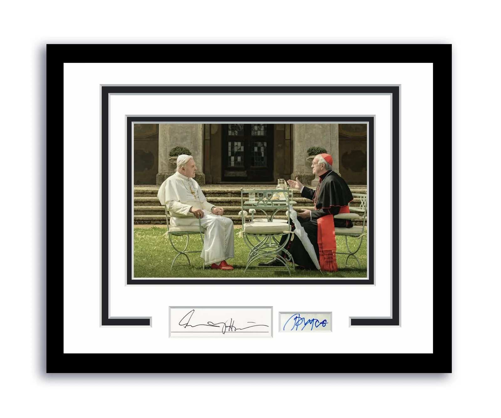 Anthony Hopkins, Jonathan Pryce — Two Popes Anthony Hopkins Jonathan Pryce Autographed 11x14 Framed Photo ACOA