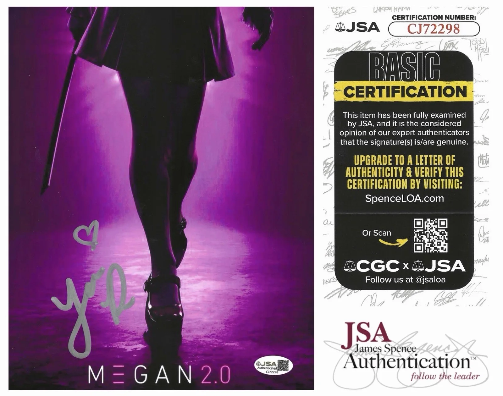 JENNA DAVIS — JENNA DAVIS SIGNED 8x10 PHOTO M3GAN 2.0 MEGAN AUTOGRAPHED w/JSA COA!