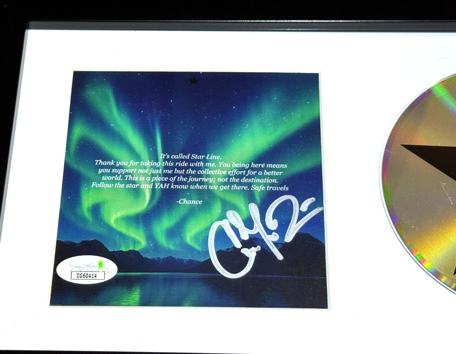 CHANCE THE RAPPER SIGNED & FRAMED STAR LINE CD ALBUM AUTOGRAPH JSA COA D, image 2