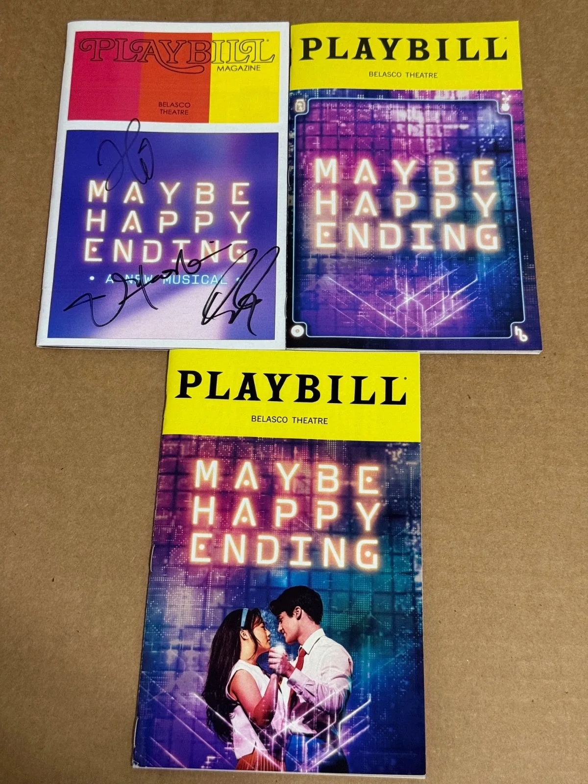 Helen J Shen, Dez Duron and Marcus Choi — Maybe Happy Ending signed Broadway Playbill Helen Shen Dez Duron Marcus + Bonus