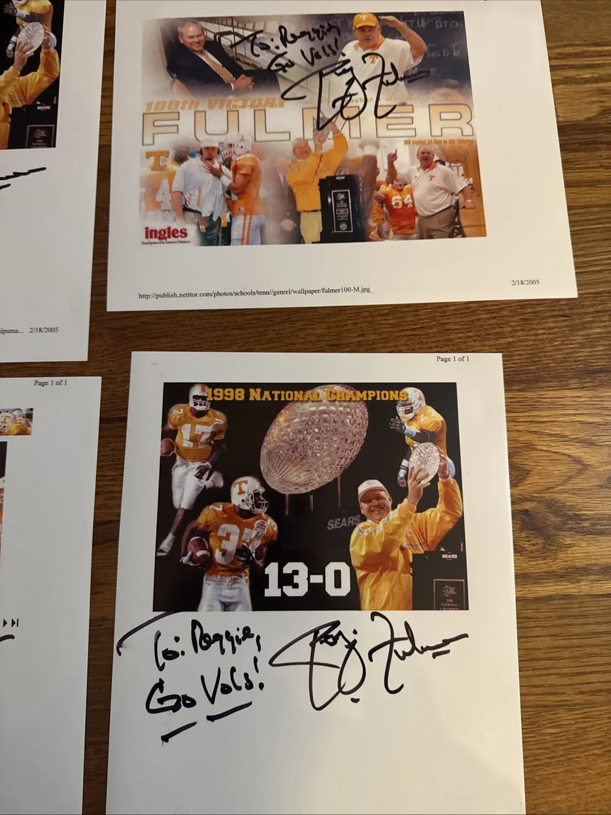 Phillip Fulmer 4 Signed Photos Lot (2 Personalized), image 3