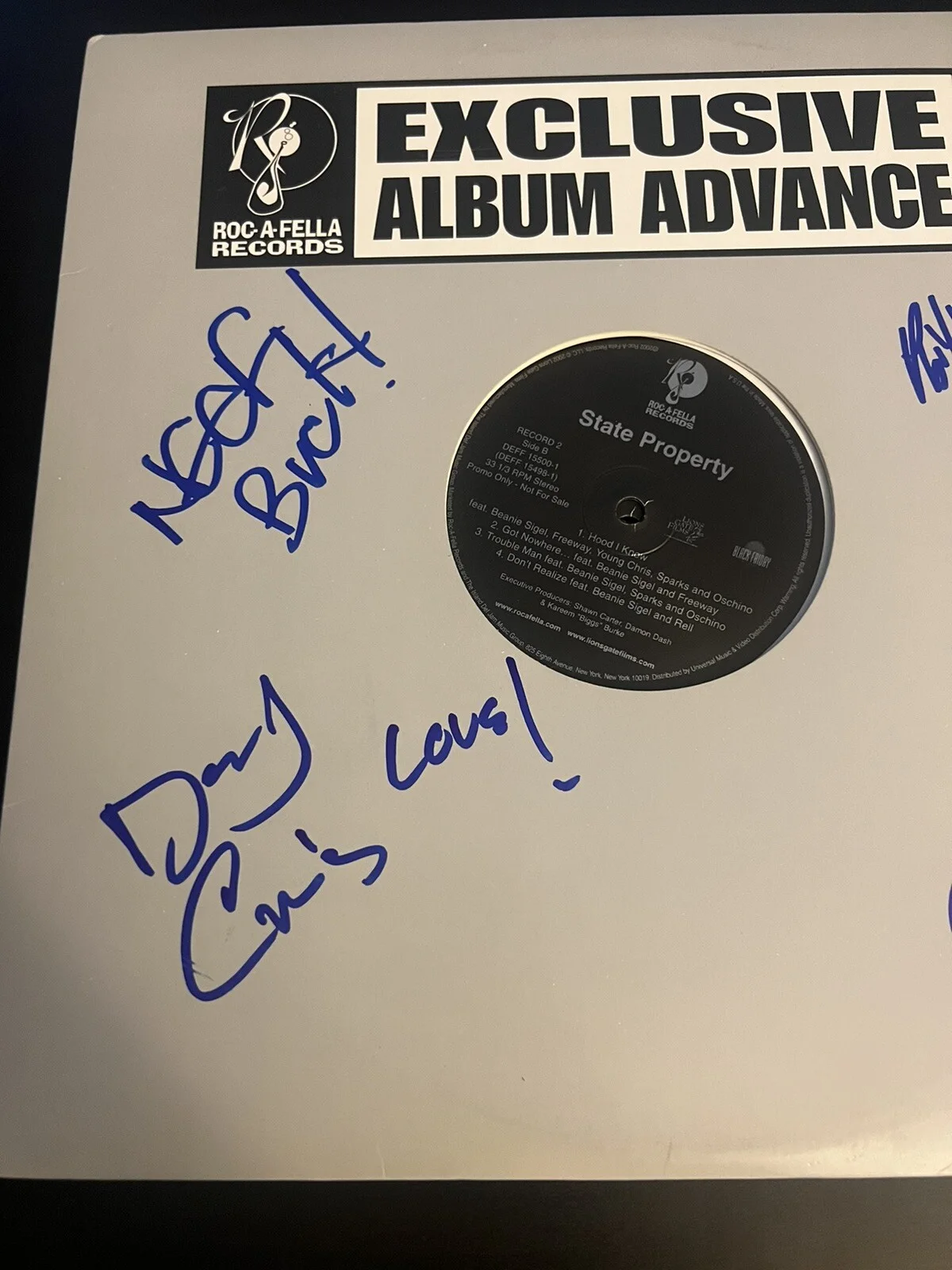 State Property Signed Vinyl Freeway Young Gunz Chris & Neef Sparks Proof Rare, изображение 2