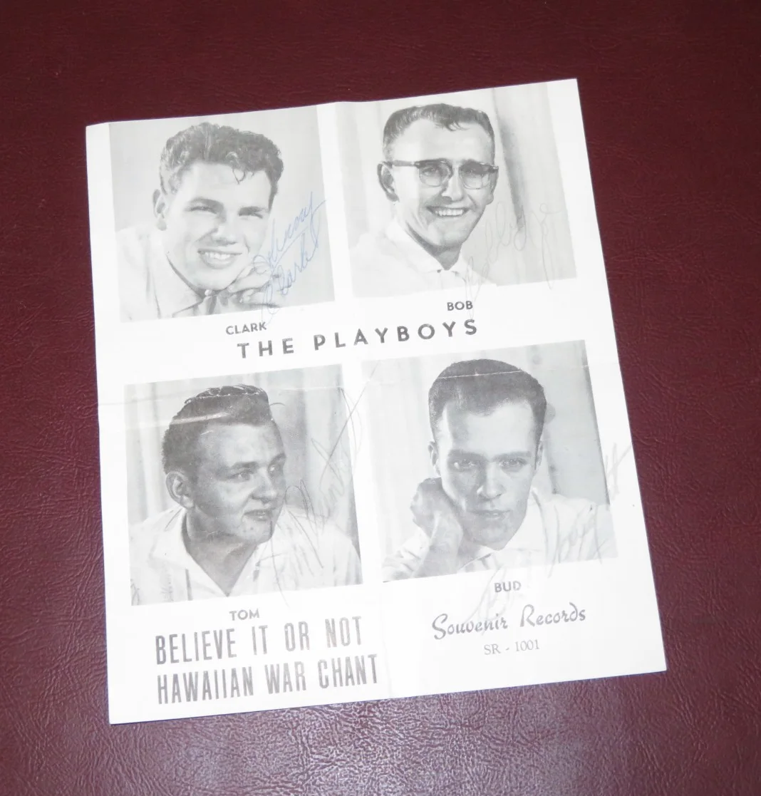 Johnny Clark, Bud Voght, Tom Plunkett, Bob Evans — Vintage Johnny Clark and the Four Playboys Signed Set 2 BW Prints - 5 Autographs, изображение 5