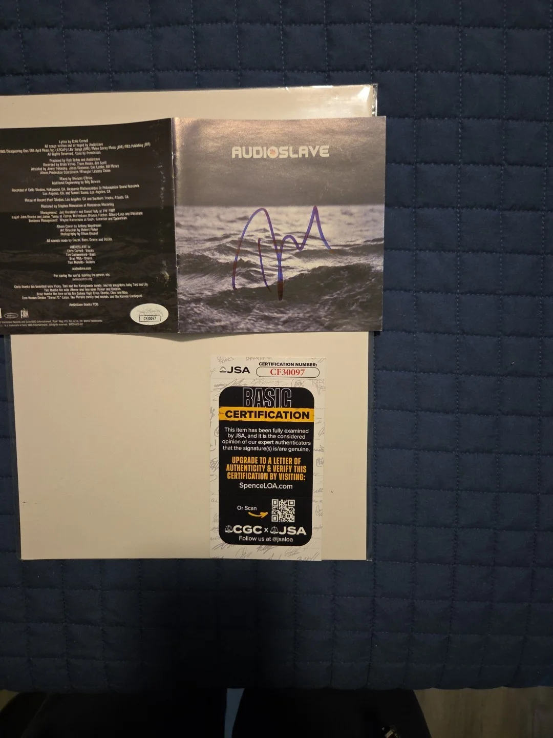 Audioslave Tom Morello Signed Cd Cover JSA CERT Blue Pen. No Cd., image 3