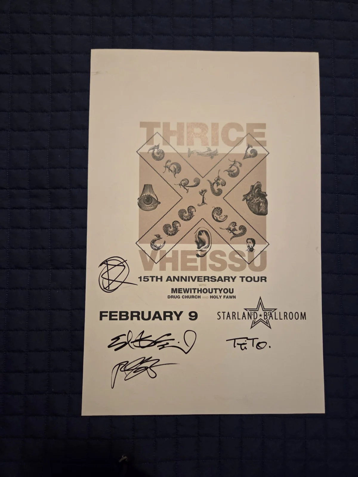 Thrice Full Band Signed 11x17 Concert Poster Vheissu 15th Anniversary, image 2
