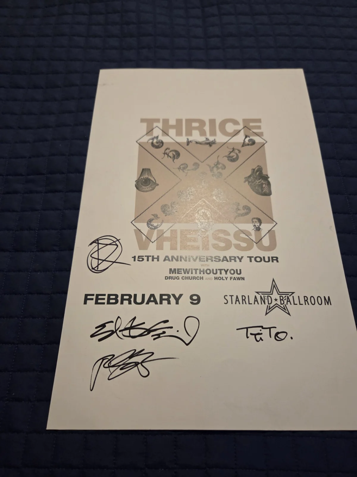 Thrice Full Band Signed 11x17 Concert Poster Vheissu 15th Anniversary, image 3