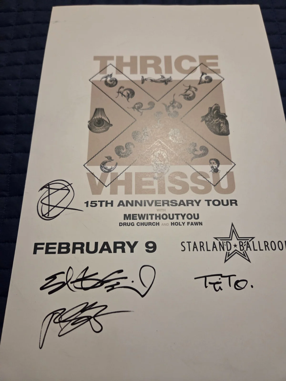 Thrice Full Band Signed 11x17 Concert Poster Vheissu 15th Anniversary, image 4
