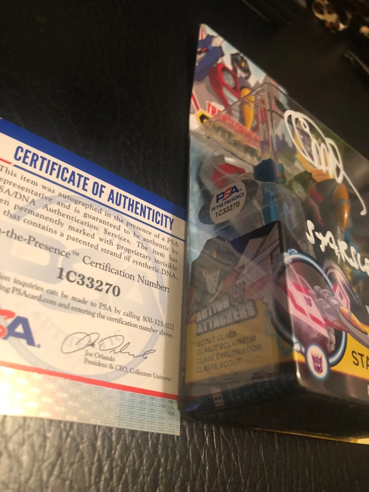 Charlie Adler — Charlie Adler Transformers Starscream Cyberverse Wing Slice Signed Figure PSA C, image 2
