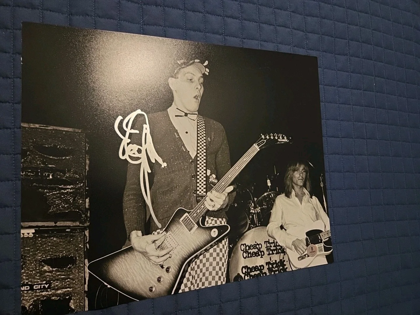 Cheap Trick Rick Nielson Signed 11x14 B/W Photograph Beckett Cert #BT79457, image 3