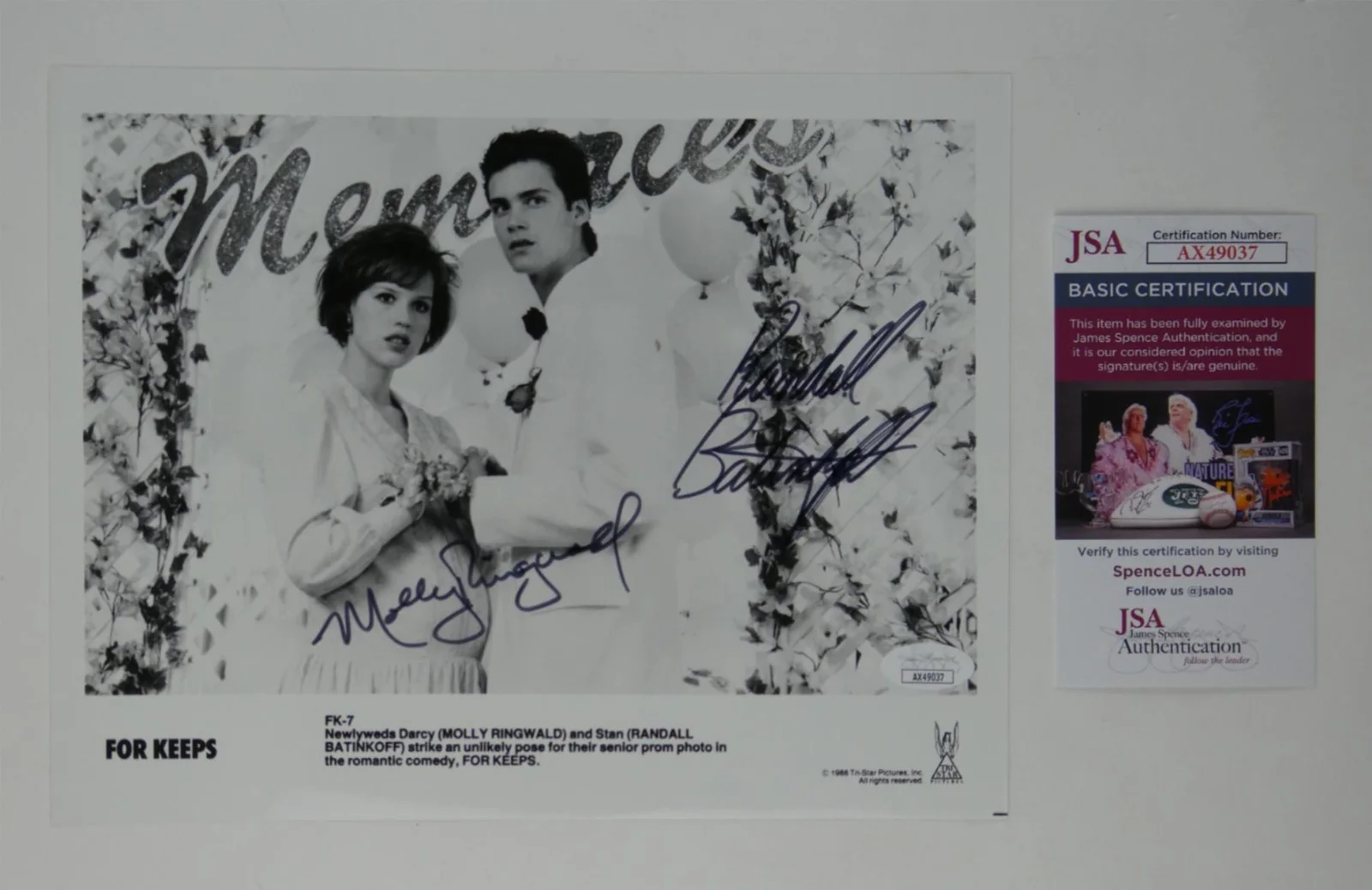 Molly RIngwald — Molly Ringwald Randall Batinkoff Signed B&W 8x10 Promo Photo For Keeps JSA COA