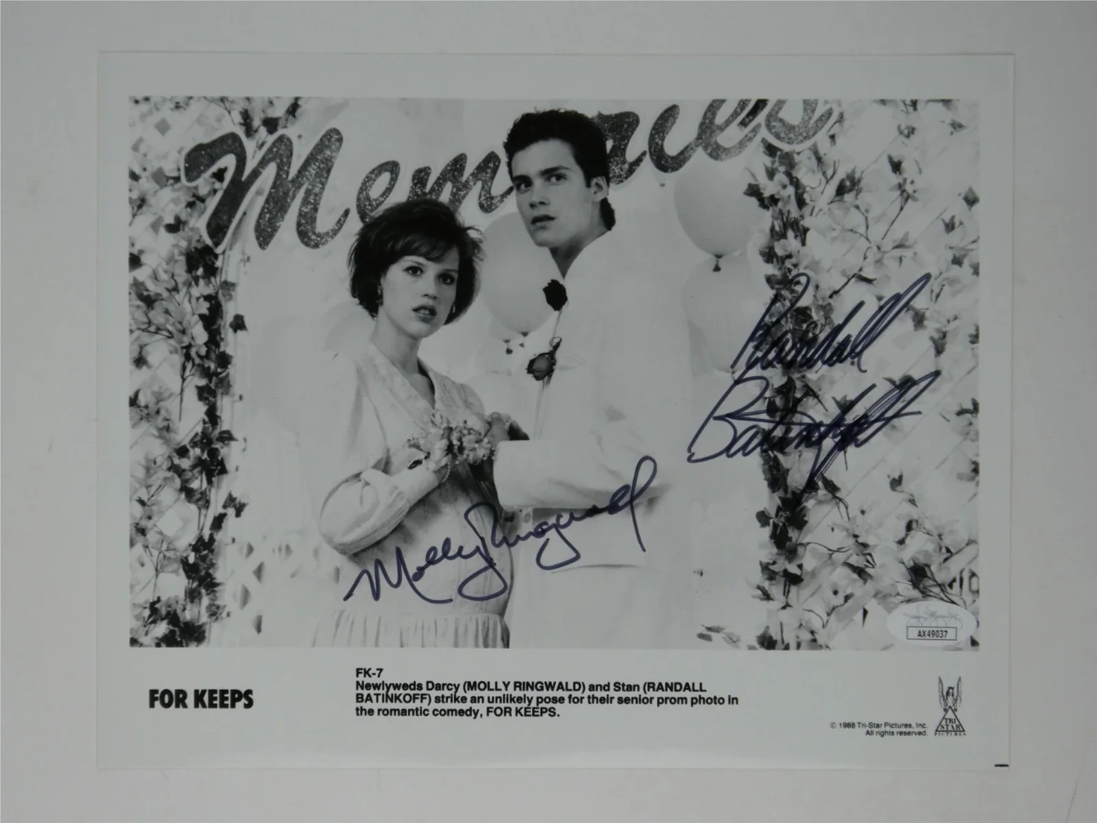 Molly RIngwald — Molly Ringwald Randall Batinkoff Signed B&W 8x10 Promo Photo For Keeps JSA COA, изображение 2