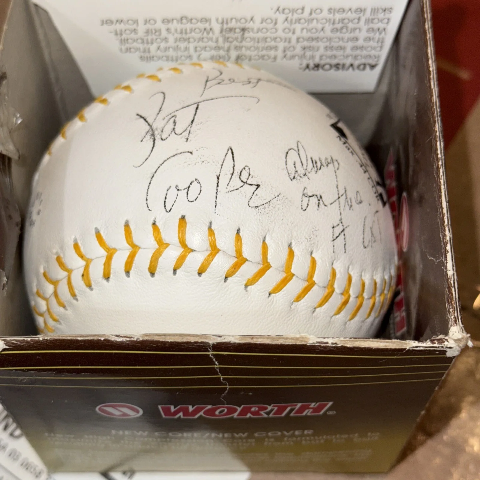 Pat Cooper — Pat Cooper deceased actor Signed Autographed Worth ASA Softball, image 4