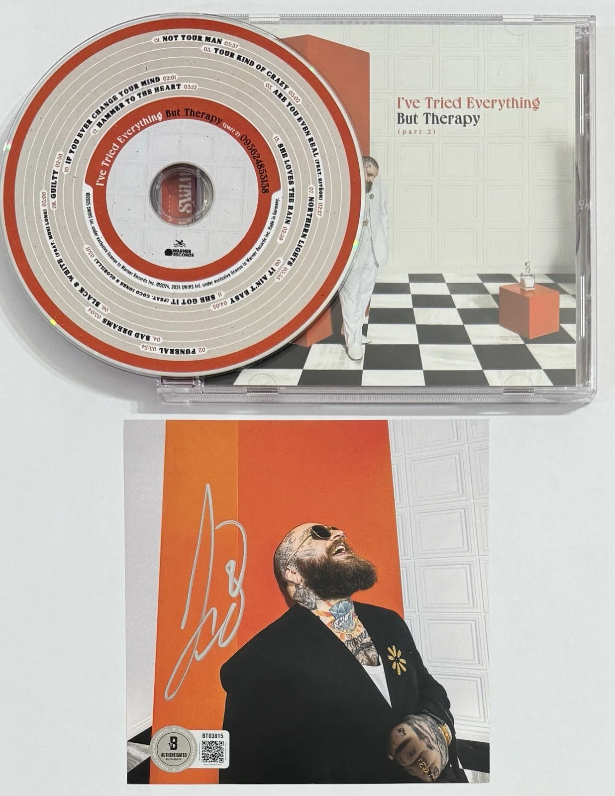 Teddy Swims SIGNED I’ve Tried Therapy Album Card & CD BAS Beckett COA Autograph, изображение 3