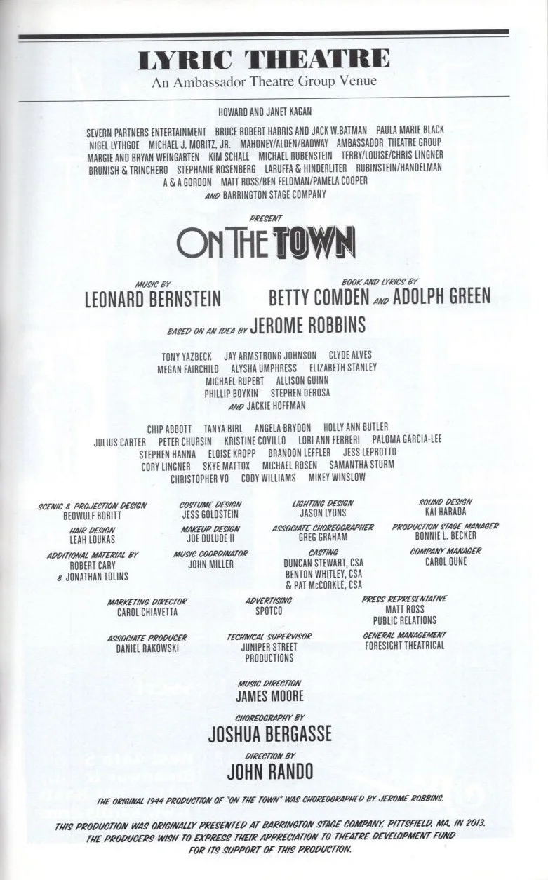 Cast — On The Town Signed Autographed Cast Playbill, image 2