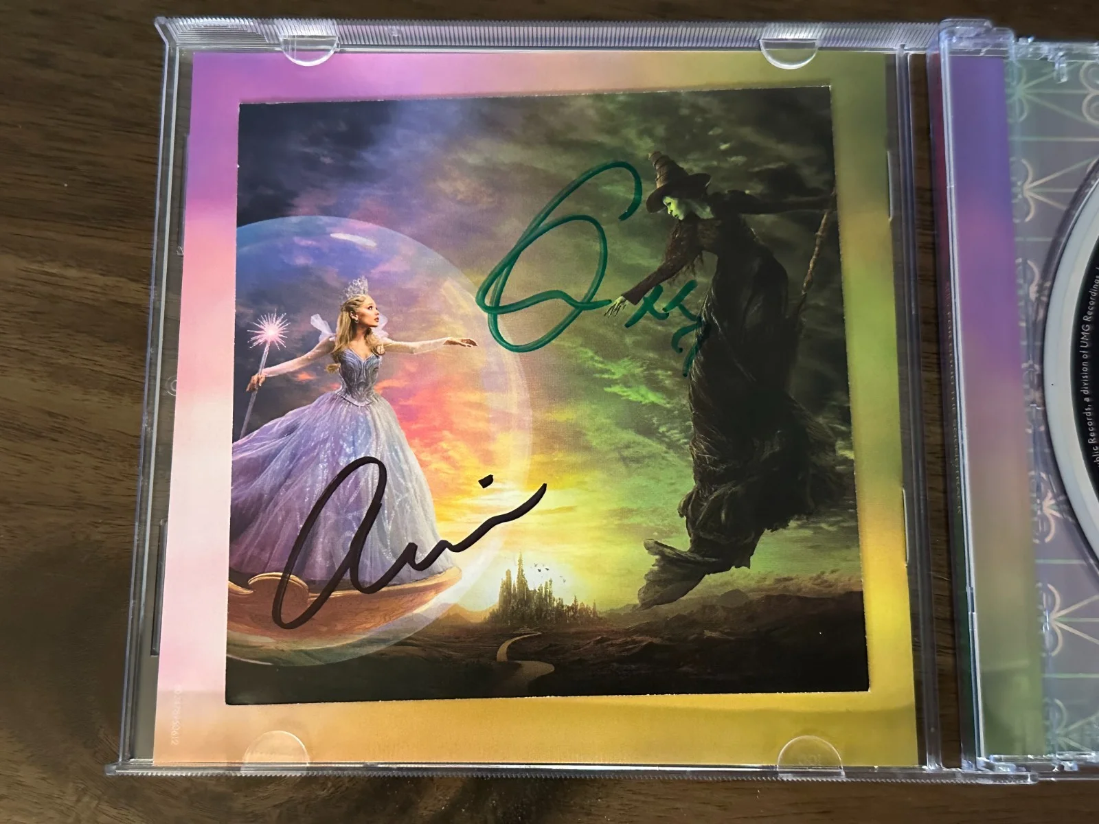 ARIANA GRANDE CYNTHIA ERIVO WICKED FOR GOOD SIGNED CD ART CARD AUTOGRAPH AUTO, изображение 2