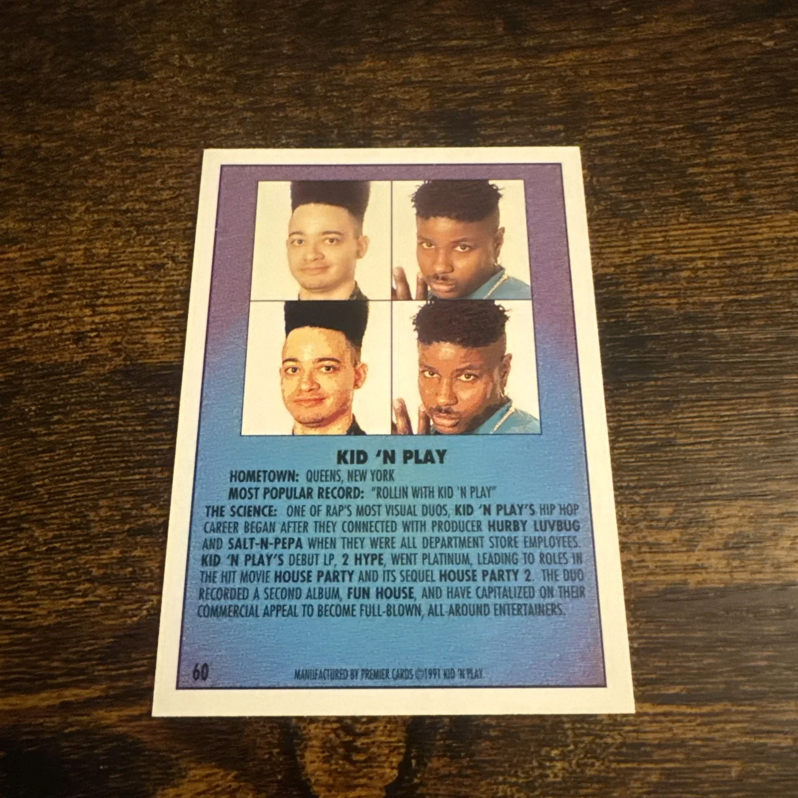 1991 The Rap Pack Chris Kid Reid Kid N’ Play #60 Auto Signed Card, image 5