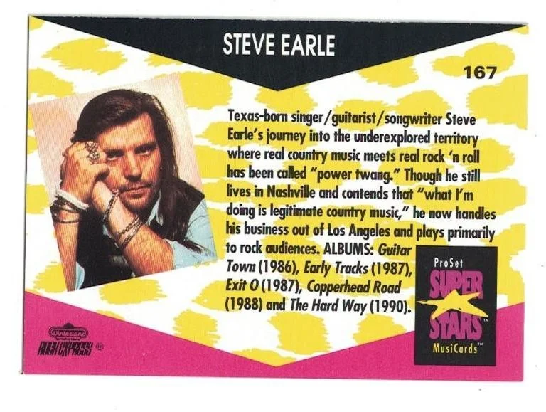 Steve Earle — Steve Earle Signed Autographed 1991 ProSet Super Star Card Country Music Singer, изображение 2