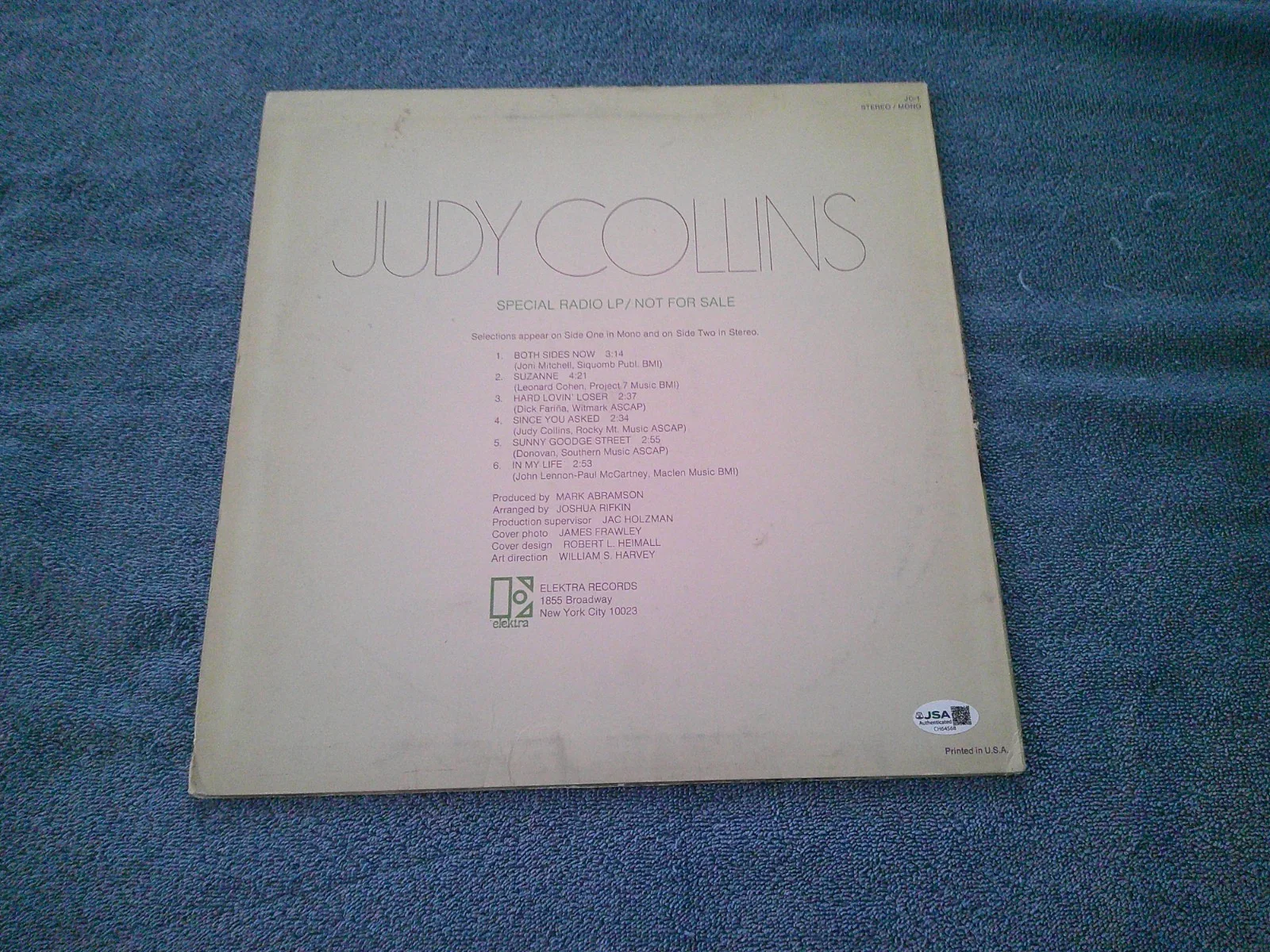 JUDY COLLINS SPECIAL RADIO - SIGNED - LP VINYL ALBUM JSA COA, изображение 3
