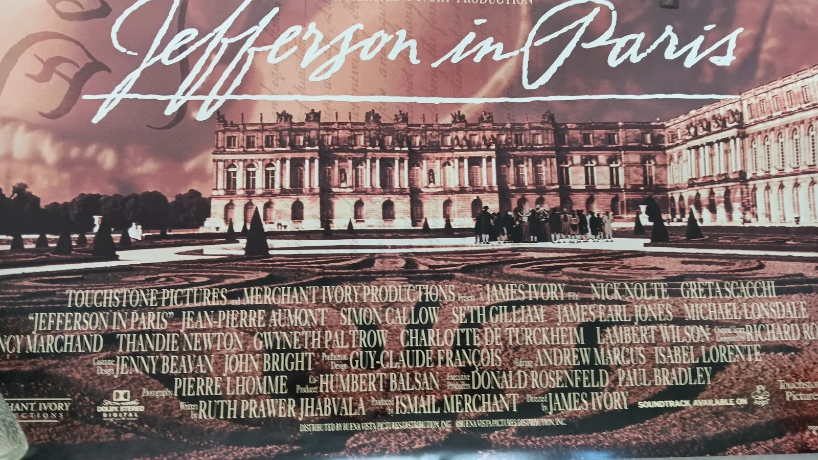 Ismail Merchant, James Ivory — Jefferson in Paris original rolled signed by Merchant & Ivory lobby movie poster, изображение 4