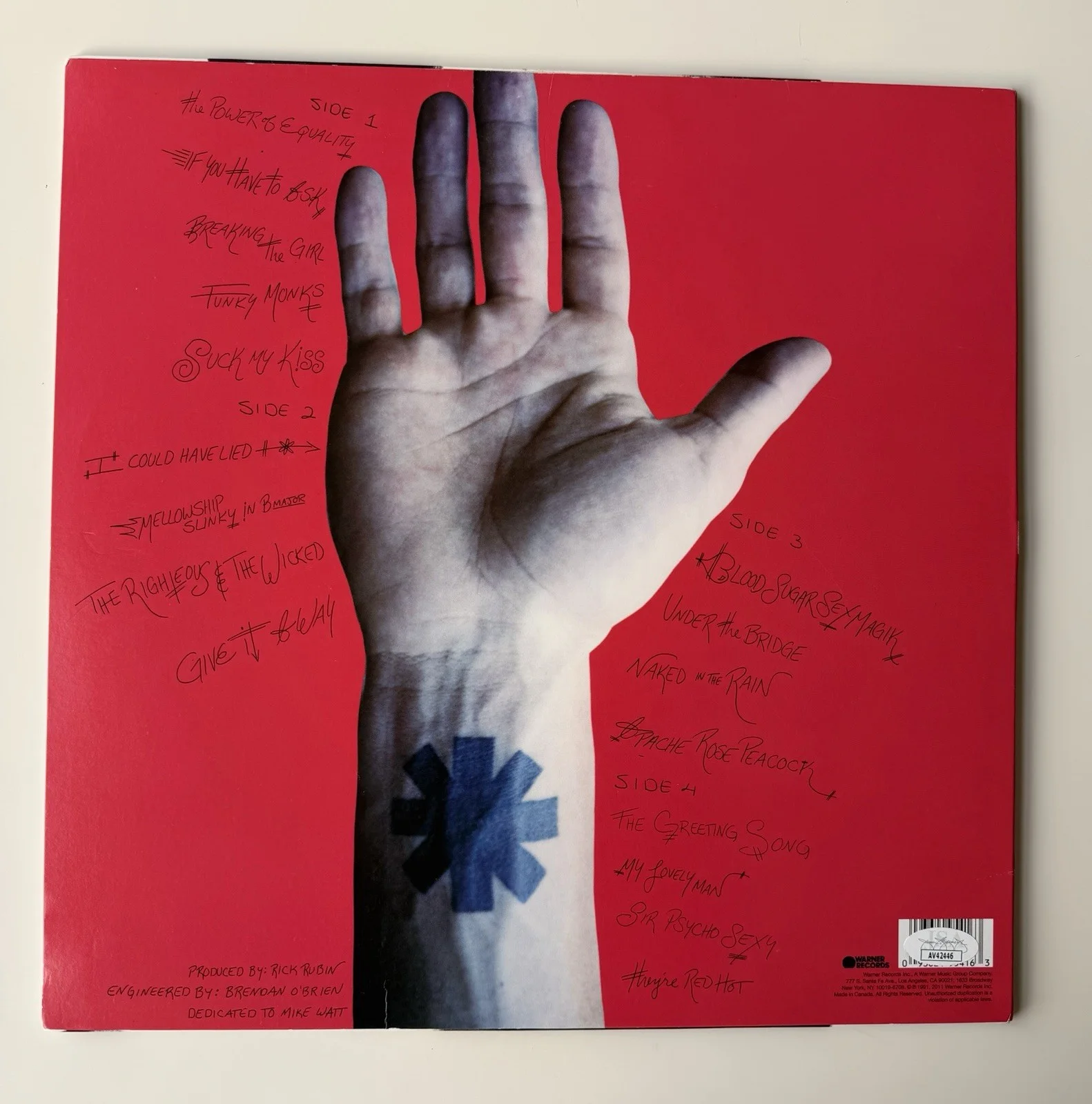 Red Hot Chili Peppers Autographed Blood Sugar Vinyl Flea Chad Smith Jon JSA COA, изображение 2