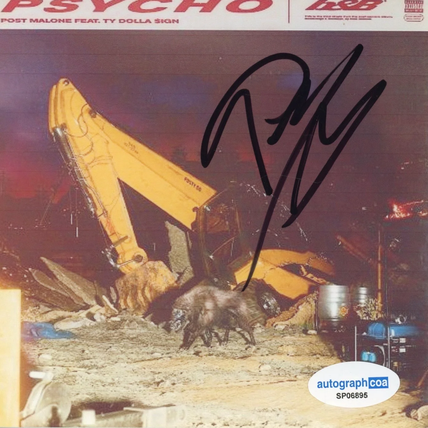 Post Malone Signed Autograph Psycho CD Cover Framed Display Austin Post ACOA COA, image 2