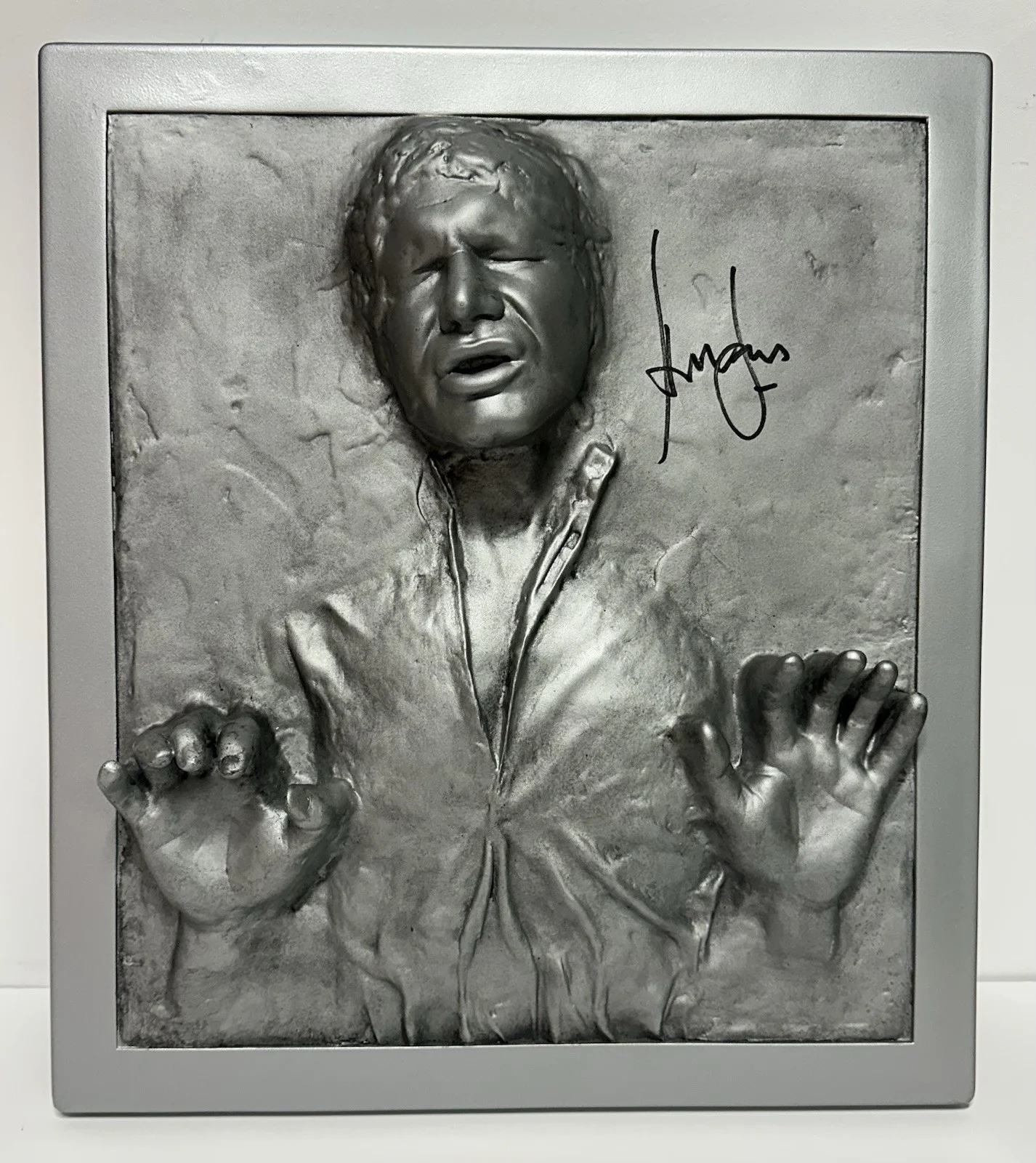 Harrison Ford — Harrison Ford Hand Signed Han Solo Carbonite Plaque Wall Decor Star Wars JSA COA