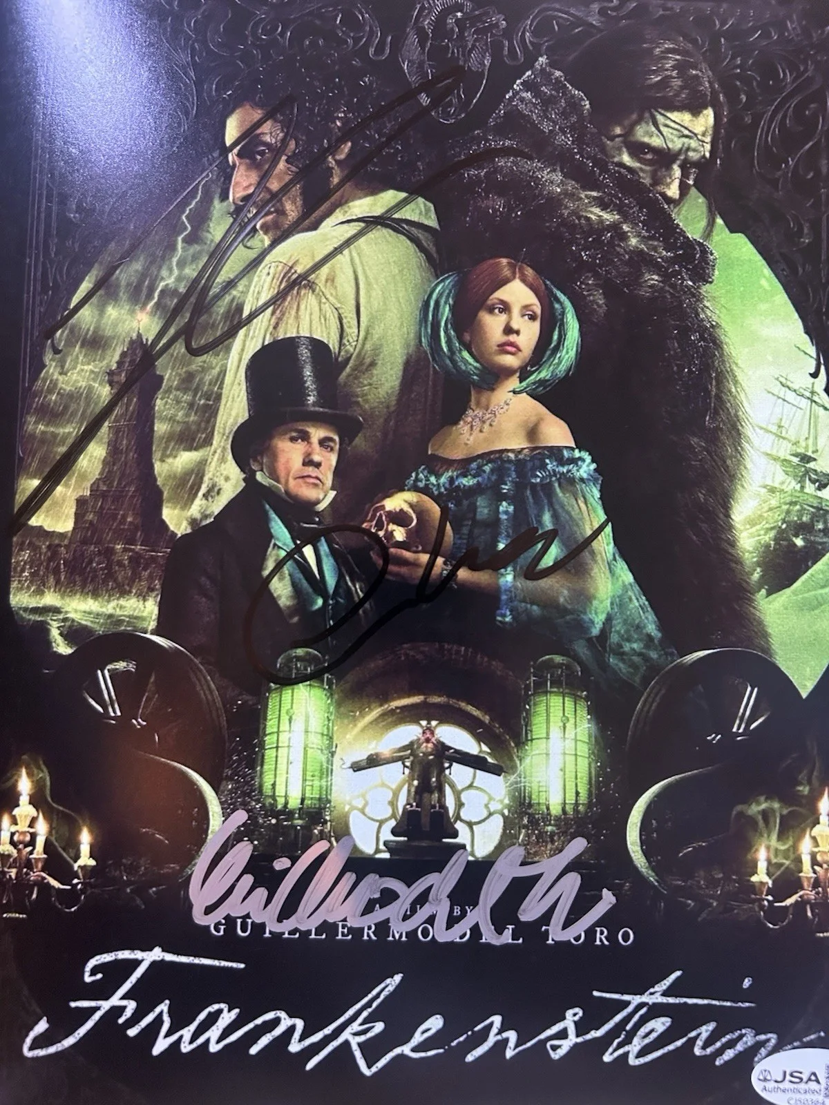 Frankenstein Cast Signed 8x10 Poster Elordi Oscar Isaac Guillermo JSA COA AUTH, изображение 2