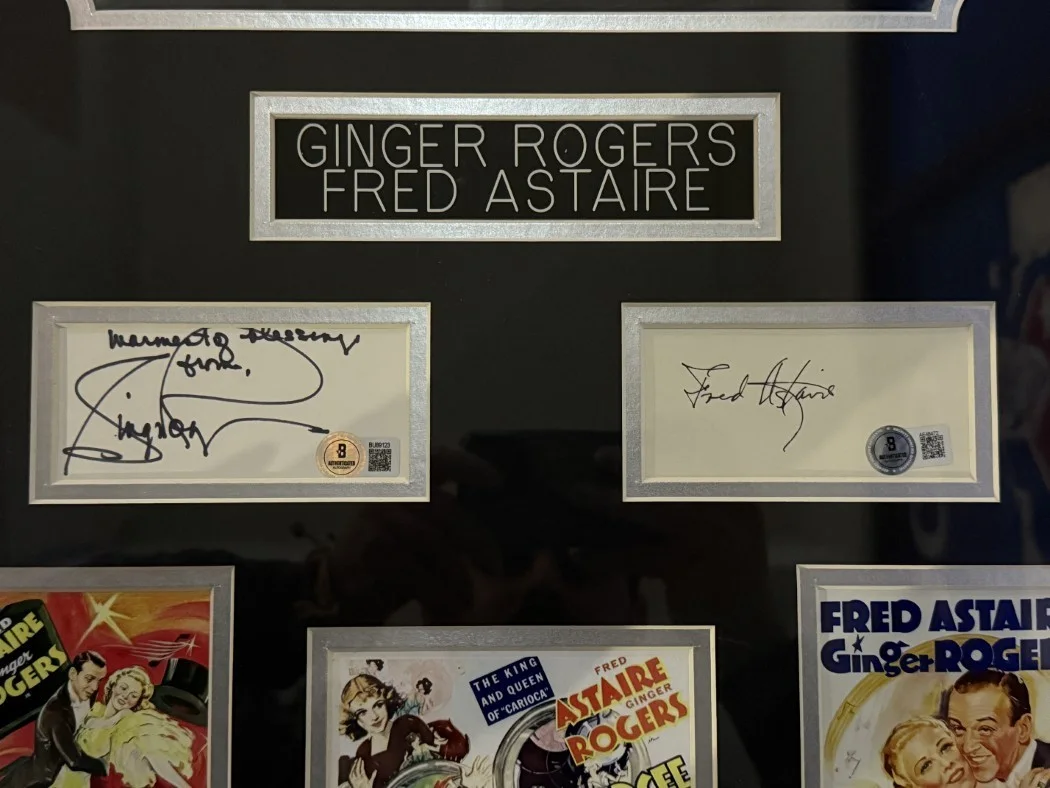 Ginger Rogers, Fred Astaire — Ginger Rogers Fred Astaire Autographed Cuts Shall We Dance Top Hat Framed BAS, image 2