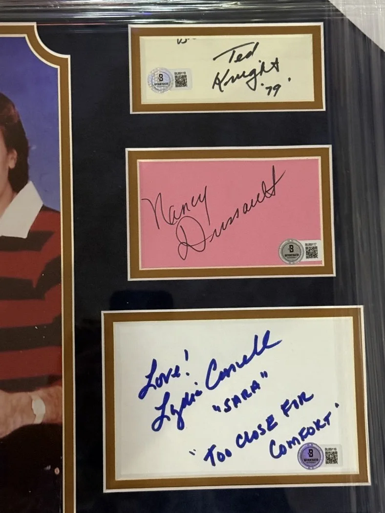 Ted Knight, Nancy Dussault, Jim J. Bullock — Too Close For Comfort Signed Cast Cuts Ted Knight Nancy Dussault +3 Framed BAS, image 2