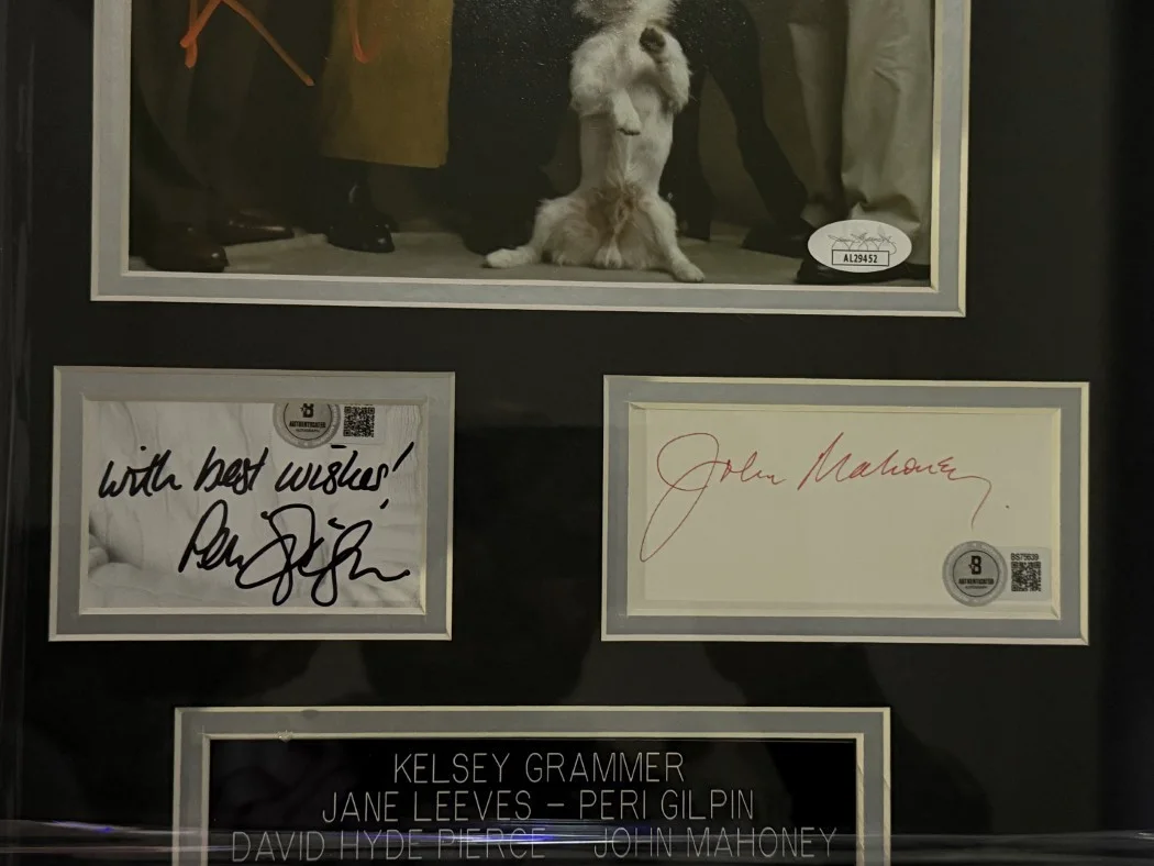 Kelsey Grammer, Jane Leeves, Peri Gilpin — Frasier Signed Cast Cuts Kesley Grammer Jane Leeves Peri Gilpin +2 Framed JSA, image 2