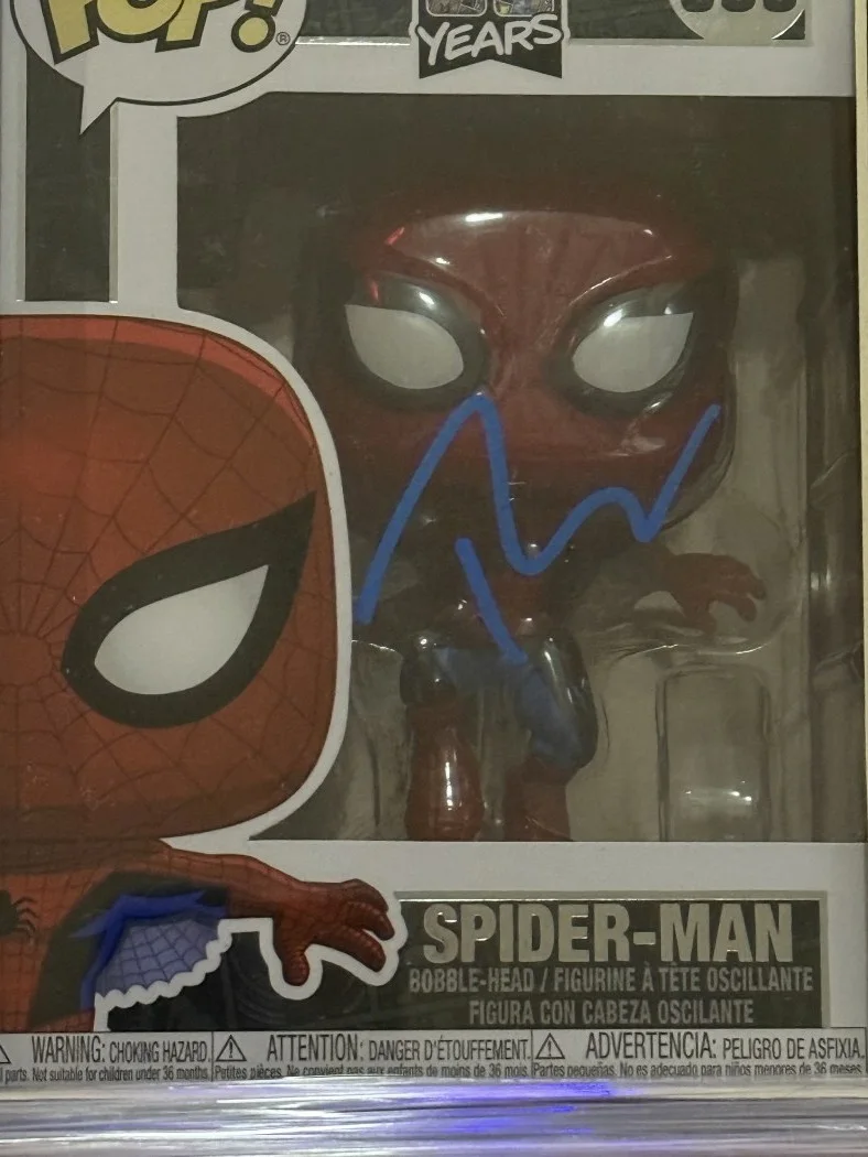 Tobey Maguire — Tobey Maguire Signed Autographed Funko Pop Spiderman Custom Framed BAS AE48462, image 2