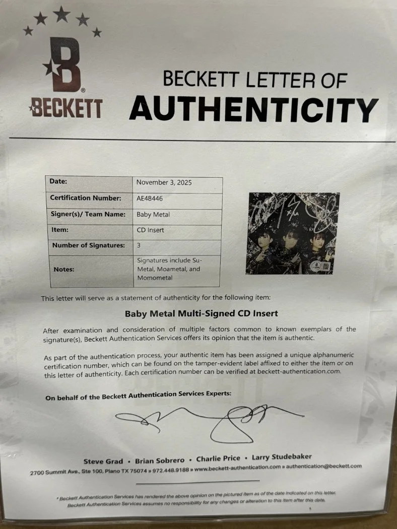 Baby Metal Signed Autographed CD Insert Su-Metal Momometal Moanmetal Framed BAS, image 3