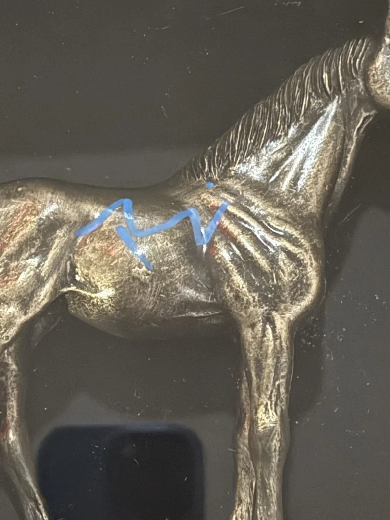 Tobey Maguire — Tobey Maguire Signed Autographed Horse Statue Seabiscuit Framed BAS AE48477, image 2