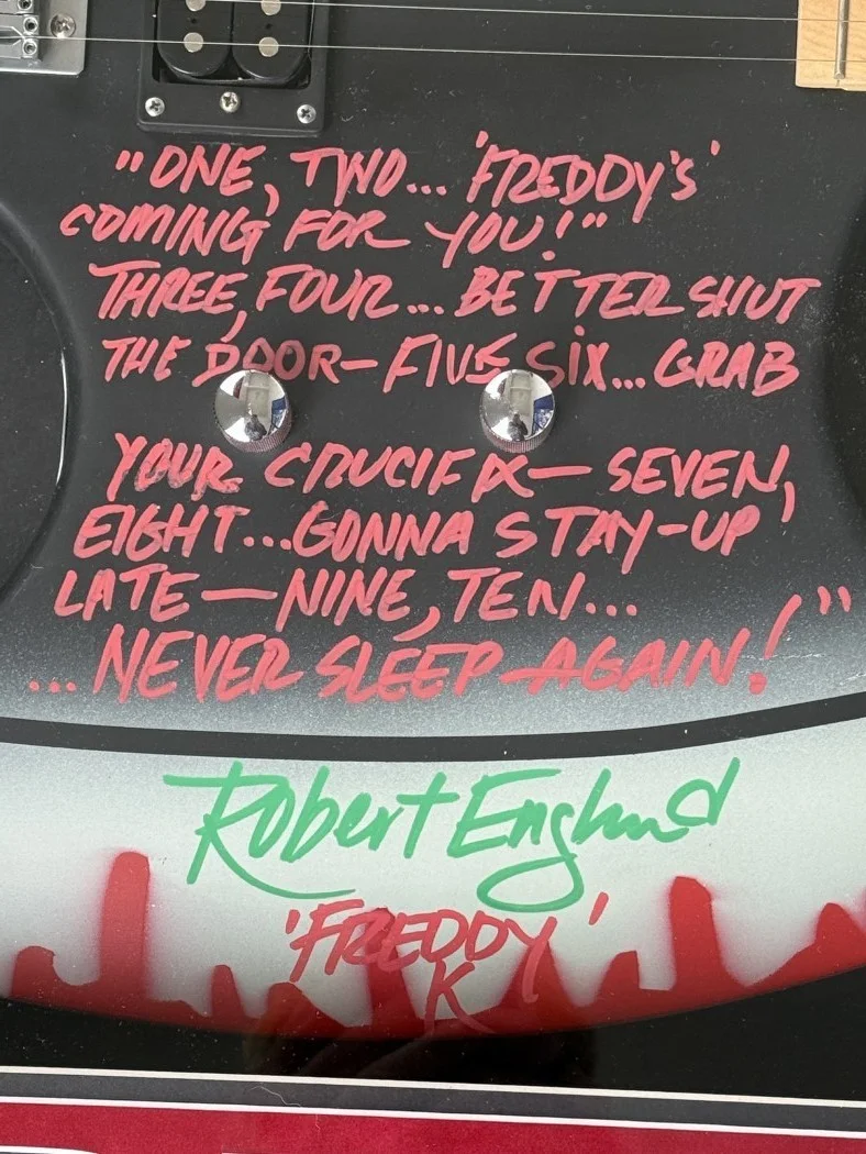 Robert Englund — Robert Englund Hand Signed Custom Guitar Inscribed Freddy Krueger Framed BAS, image 2