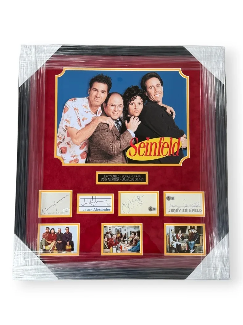 Jerry Seinfeld, Michael Richards, Jason Alexander — Seinfeld Signed Cast Jerry Seinfeld Michael Richards Dreyfus Alexander Framed