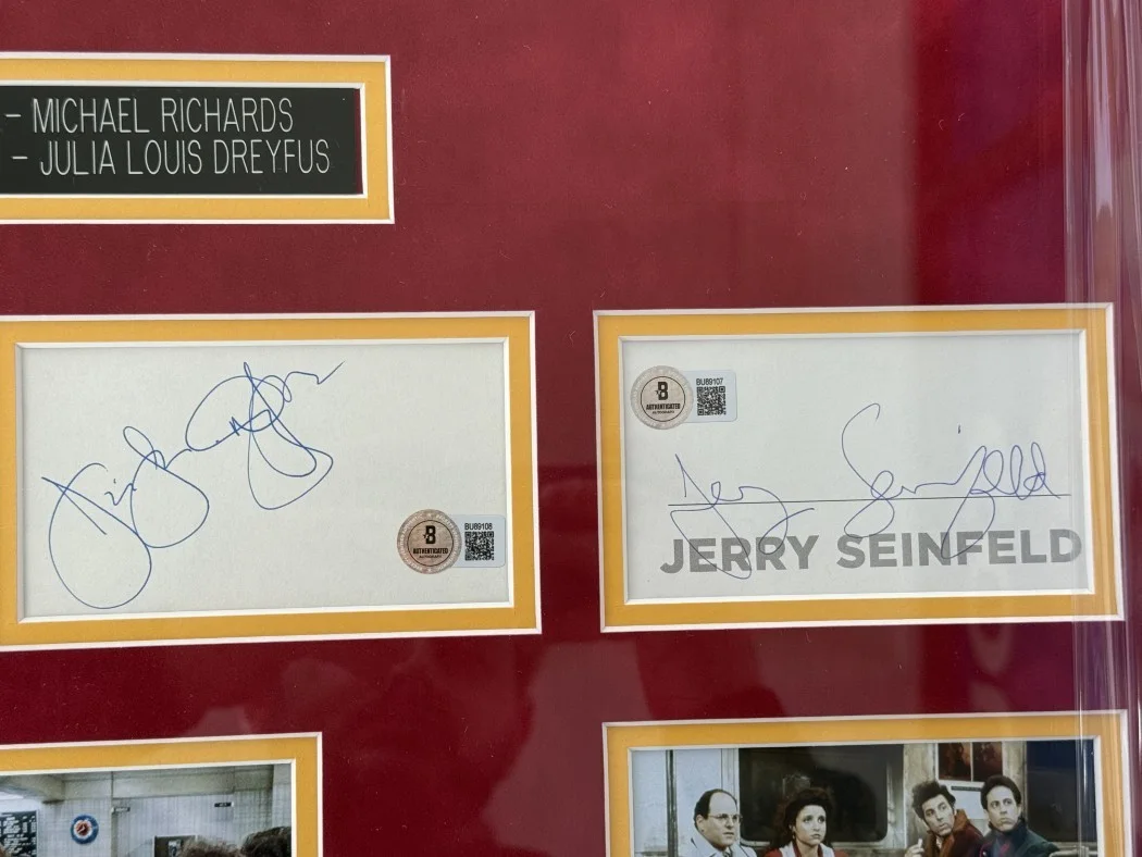 Jerry Seinfeld, Michael Richards, Jason Alexander — Seinfeld Signed Cast Jerry Seinfeld Michael Richards Dreyfus Alexander Framed, image 3