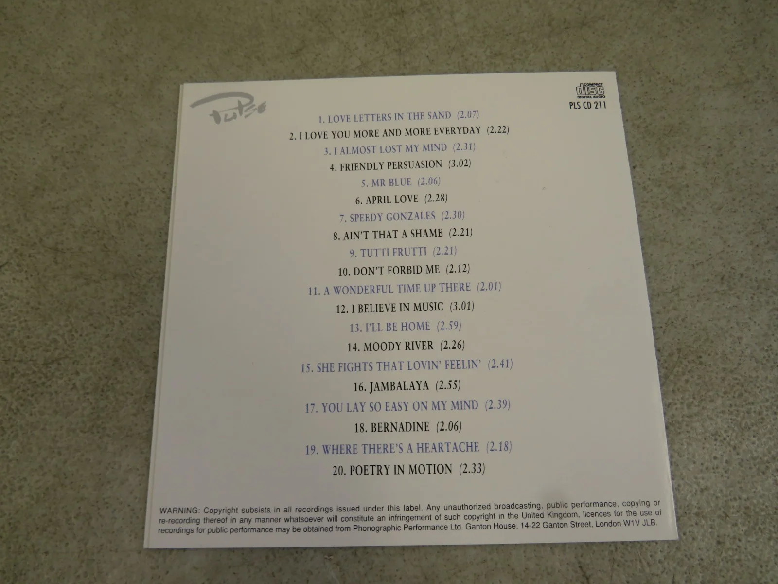 Signed Pat Boone All His Best Love Letters In The Sand Album CD Booklet ONLY, изображение 2
