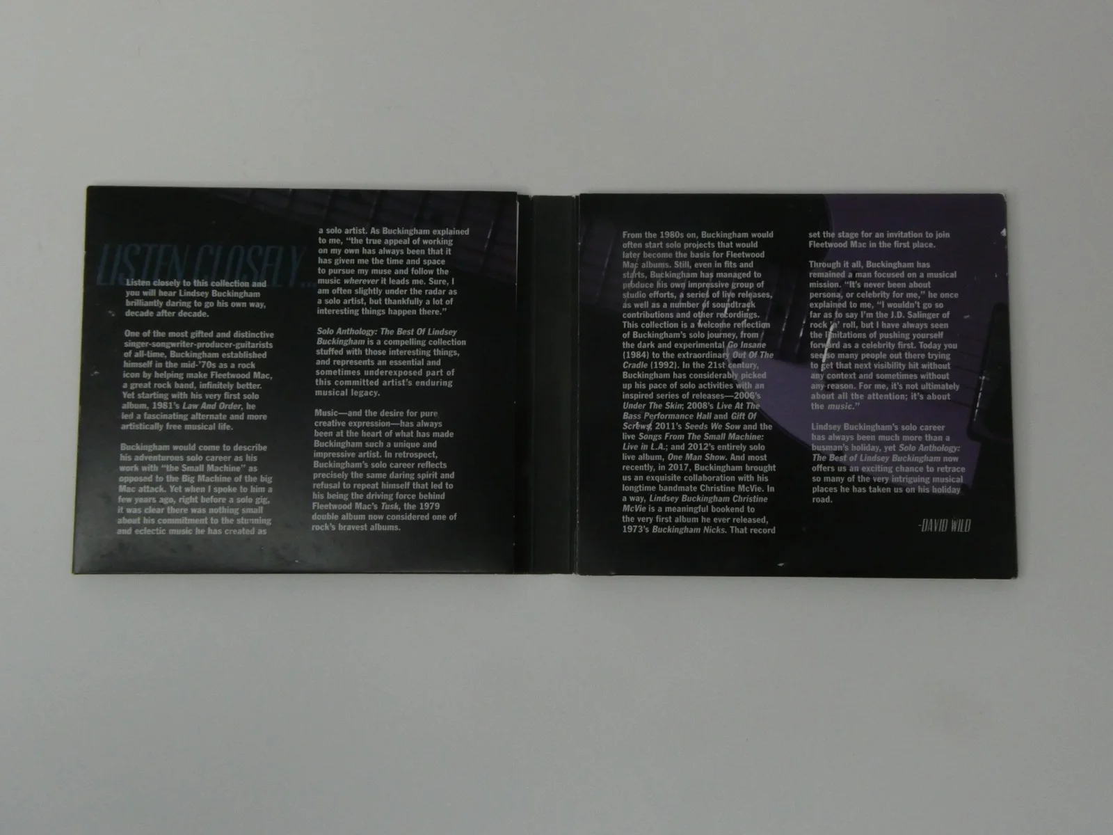 Lindsey Buckingham Signed CD Cover Solo Anthology Best Of Autographed JSA COA, image 5
