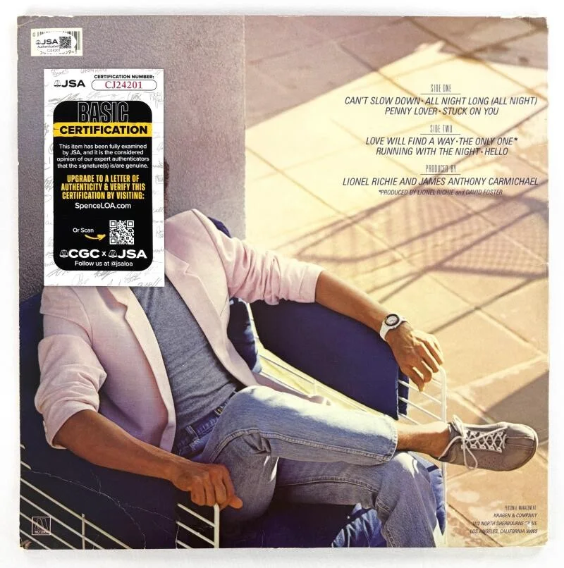 Lionel Richie — Lionel Richie Signed Autograph Can't Slow Down Album Vinyl Record LP w/ JSA COA, image 2